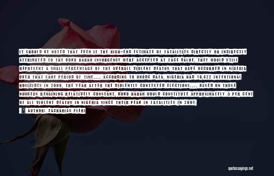 Zacharias Pieri Quotes: It Should Be Noted That Even If The High-end Estimate Of Fatalities Directly Or Indirectly Attributed To The Boko Haram