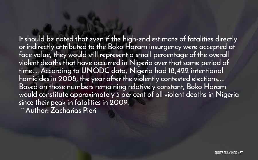 Zacharias Pieri Quotes: It Should Be Noted That Even If The High-end Estimate Of Fatalities Directly Or Indirectly Attributed To The Boko Haram