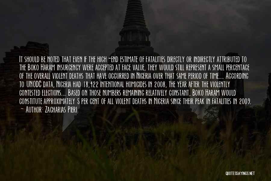 Zacharias Pieri Quotes: It Should Be Noted That Even If The High-end Estimate Of Fatalities Directly Or Indirectly Attributed To The Boko Haram