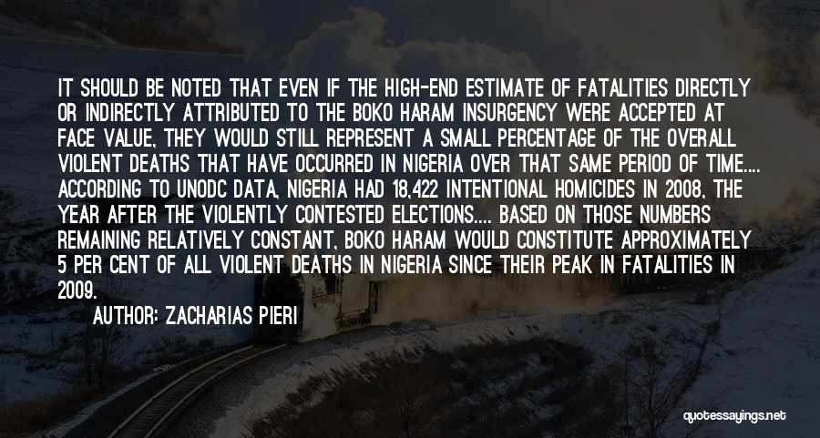 Zacharias Pieri Quotes: It Should Be Noted That Even If The High-end Estimate Of Fatalities Directly Or Indirectly Attributed To The Boko Haram