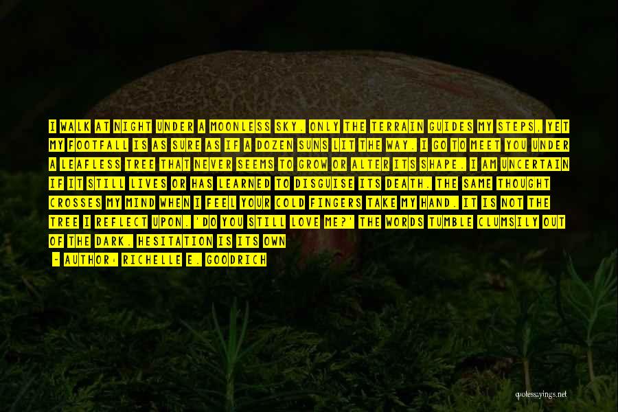 Richelle E. Goodrich Quotes: I Walk At Night Under A Moonless Sky. Only The Terrain Guides My Steps, Yet My Footfall Is As Sure