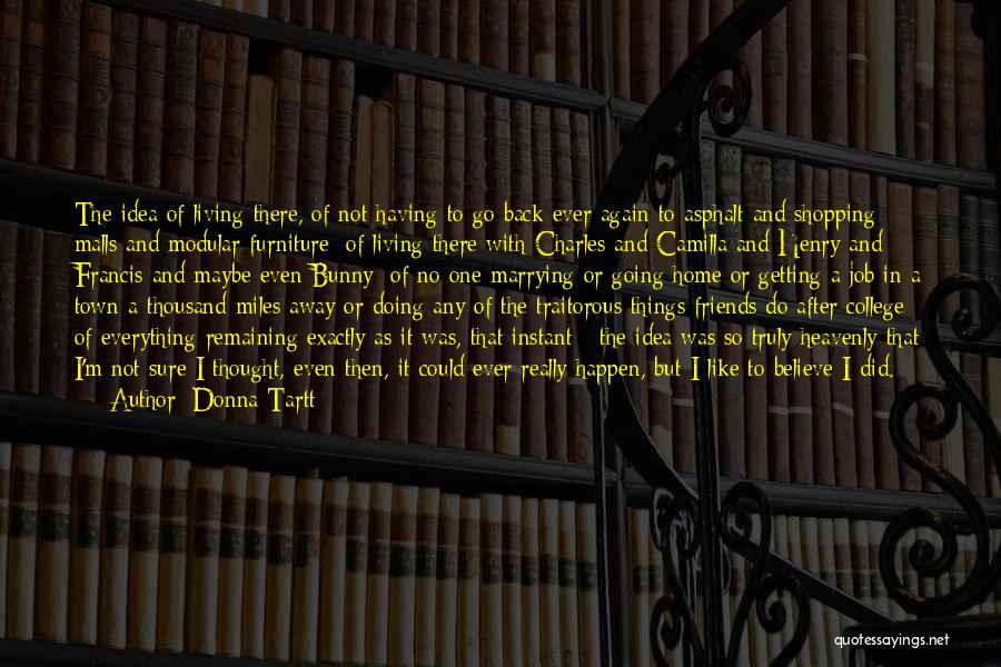 Donna Tartt Quotes: The Idea Of Living There, Of Not Having To Go Back Ever Again To Asphalt And Shopping Malls And Modular