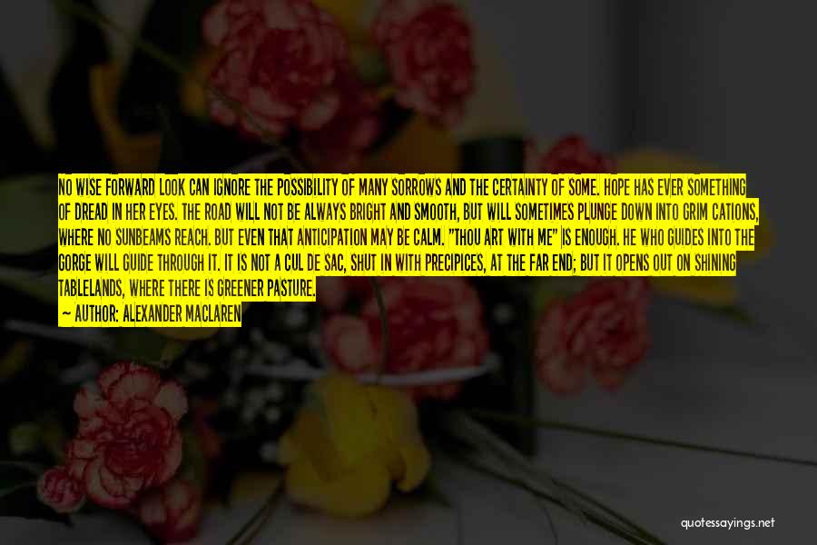 Alexander MacLaren Quotes: No Wise Forward Look Can Ignore The Possibility Of Many Sorrows And The Certainty Of Some. Hope Has Ever Something
