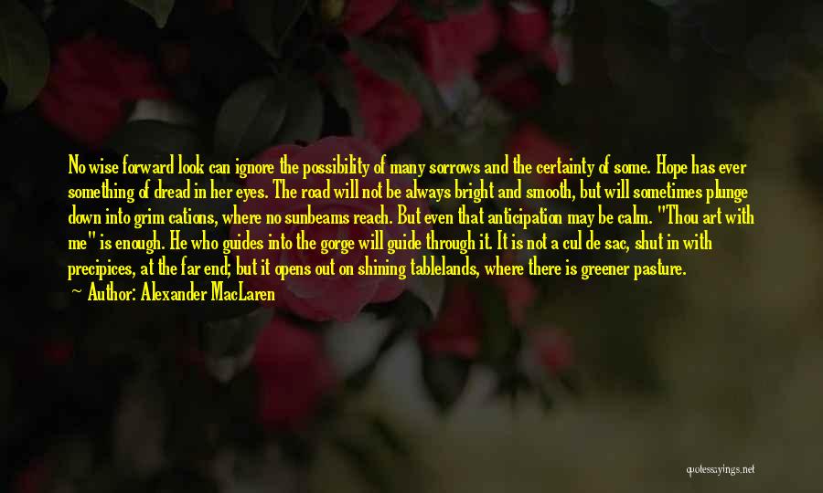 Alexander MacLaren Quotes: No Wise Forward Look Can Ignore The Possibility Of Many Sorrows And The Certainty Of Some. Hope Has Ever Something