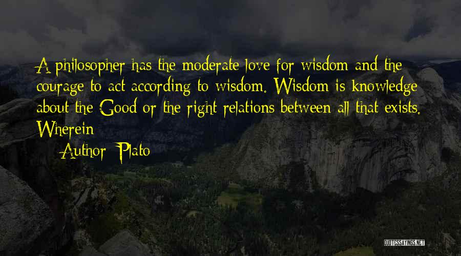 Plato Quotes: A Philosopher Has The Moderate Love For Wisdom And The Courage To Act According To Wisdom. Wisdom Is Knowledge About
