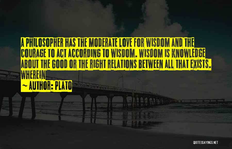 Plato Quotes: A Philosopher Has The Moderate Love For Wisdom And The Courage To Act According To Wisdom. Wisdom Is Knowledge About