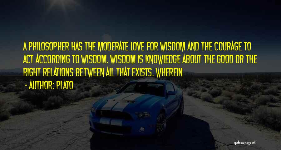 Plato Quotes: A Philosopher Has The Moderate Love For Wisdom And The Courage To Act According To Wisdom. Wisdom Is Knowledge About