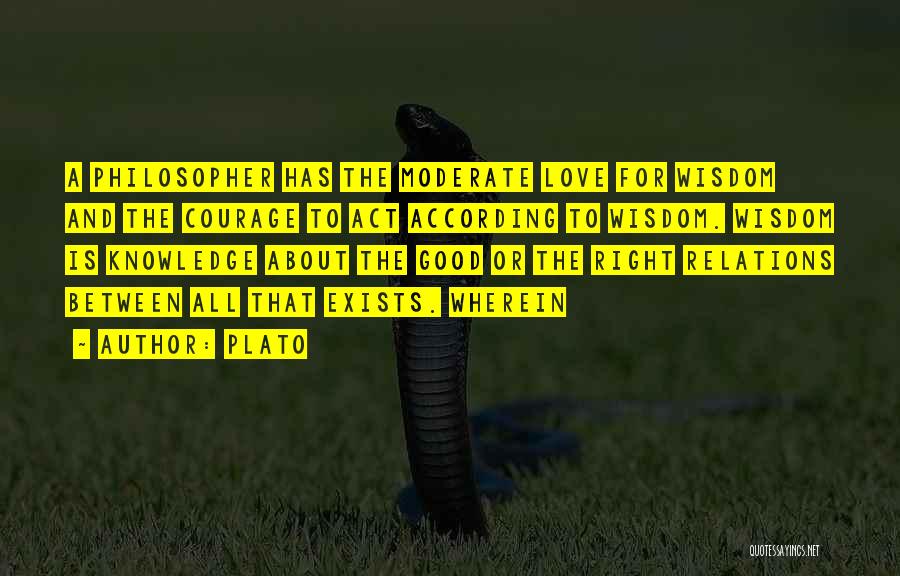 Plato Quotes: A Philosopher Has The Moderate Love For Wisdom And The Courage To Act According To Wisdom. Wisdom Is Knowledge About