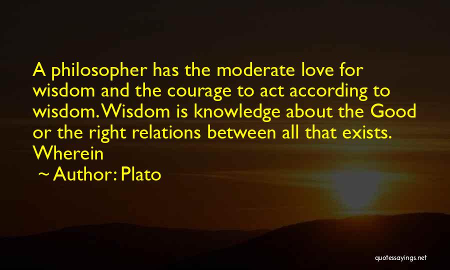 Plato Quotes: A Philosopher Has The Moderate Love For Wisdom And The Courage To Act According To Wisdom. Wisdom Is Knowledge About