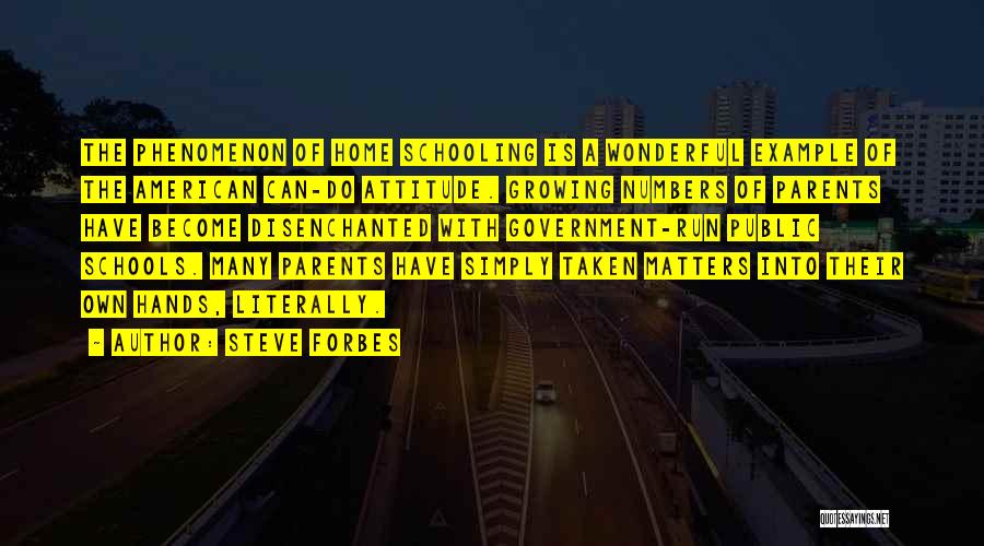 Steve Forbes Quotes: The Phenomenon Of Home Schooling Is A Wonderful Example Of The American Can-do Attitude. Growing Numbers Of Parents Have Become