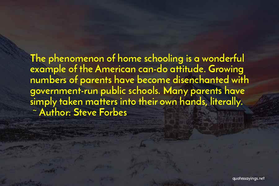 Steve Forbes Quotes: The Phenomenon Of Home Schooling Is A Wonderful Example Of The American Can-do Attitude. Growing Numbers Of Parents Have Become