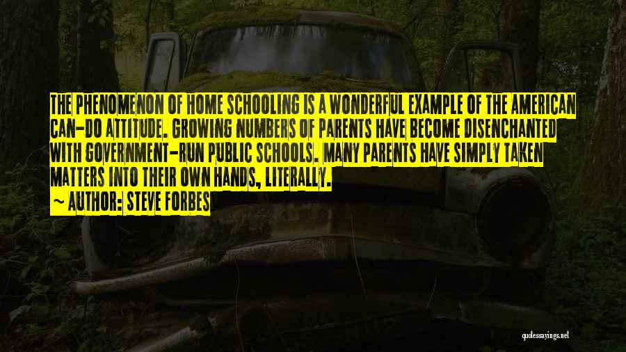 Steve Forbes Quotes: The Phenomenon Of Home Schooling Is A Wonderful Example Of The American Can-do Attitude. Growing Numbers Of Parents Have Become