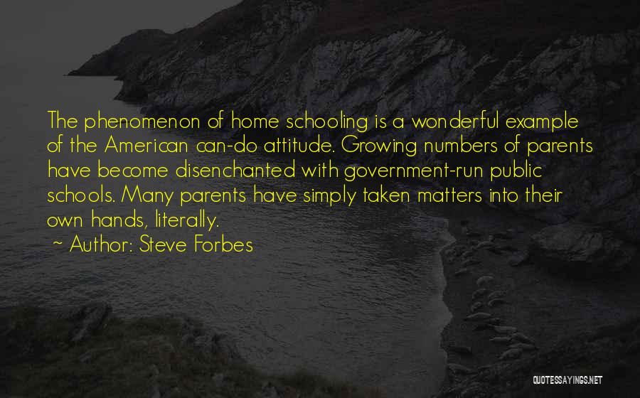 Steve Forbes Quotes: The Phenomenon Of Home Schooling Is A Wonderful Example Of The American Can-do Attitude. Growing Numbers Of Parents Have Become