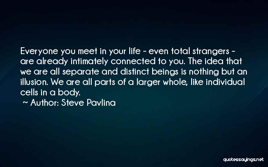 Steve Pavlina Quotes: Everyone You Meet In Your Life - Even Total Strangers - Are Already Intimately Connected To You. The Idea That