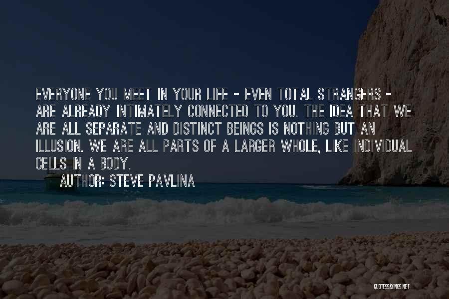 Steve Pavlina Quotes: Everyone You Meet In Your Life - Even Total Strangers - Are Already Intimately Connected To You. The Idea That