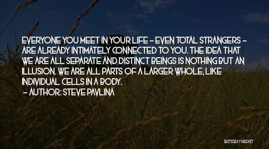 Steve Pavlina Quotes: Everyone You Meet In Your Life - Even Total Strangers - Are Already Intimately Connected To You. The Idea That