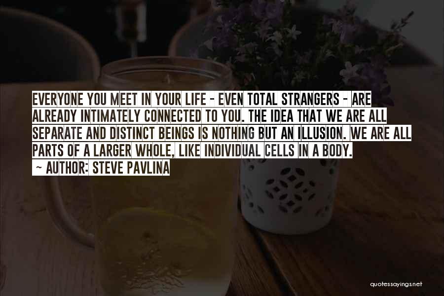 Steve Pavlina Quotes: Everyone You Meet In Your Life - Even Total Strangers - Are Already Intimately Connected To You. The Idea That