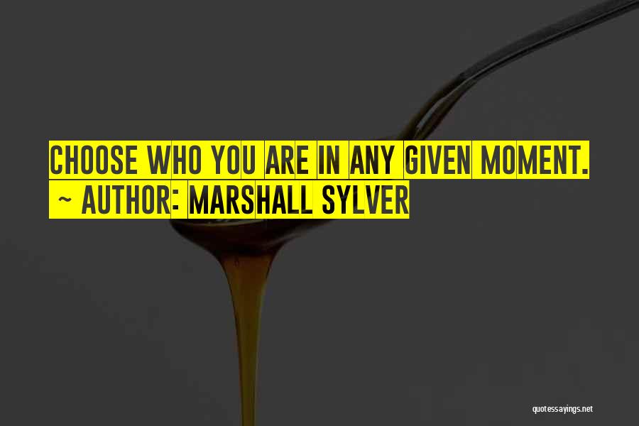 Marshall Sylver Quotes: Choose Who You Are In Any Given Moment.