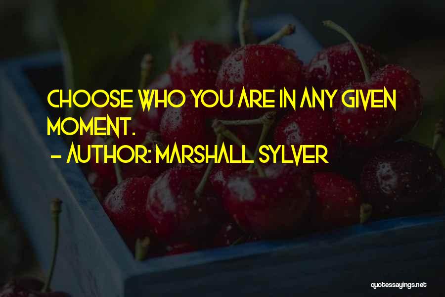 Marshall Sylver Quotes: Choose Who You Are In Any Given Moment.