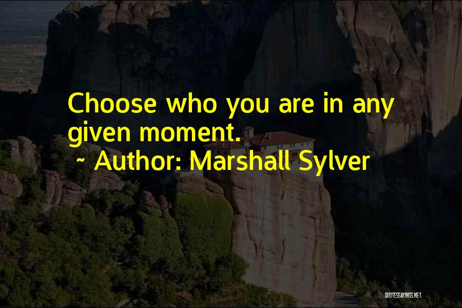 Marshall Sylver Quotes: Choose Who You Are In Any Given Moment.