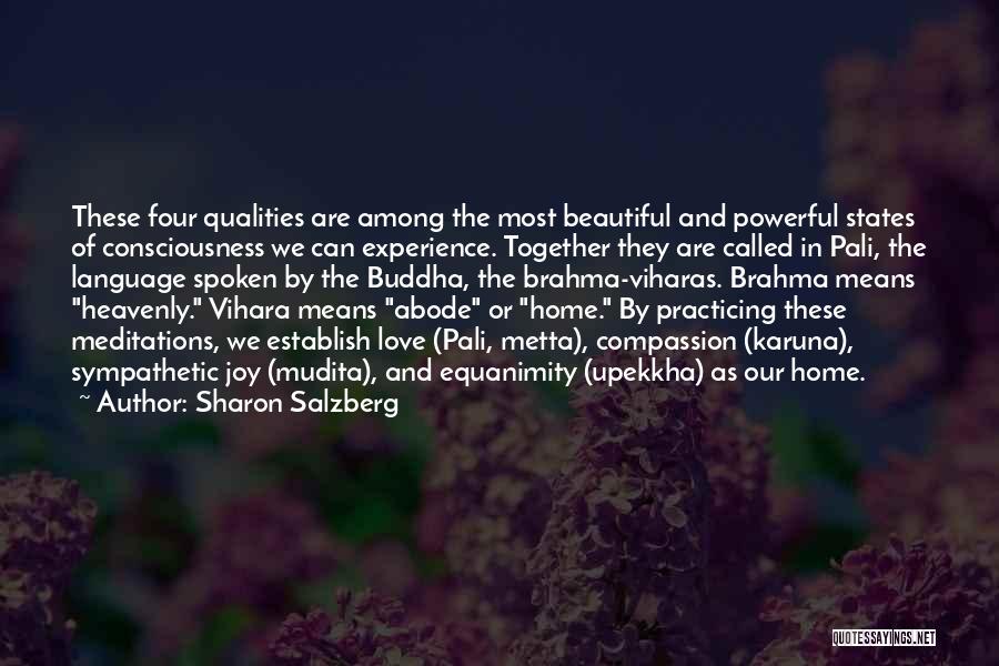 Sharon Salzberg Quotes: These Four Qualities Are Among The Most Beautiful And Powerful States Of Consciousness We Can Experience. Together They Are Called