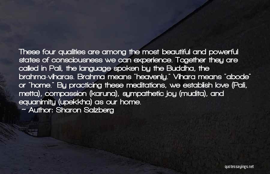 Sharon Salzberg Quotes: These Four Qualities Are Among The Most Beautiful And Powerful States Of Consciousness We Can Experience. Together They Are Called