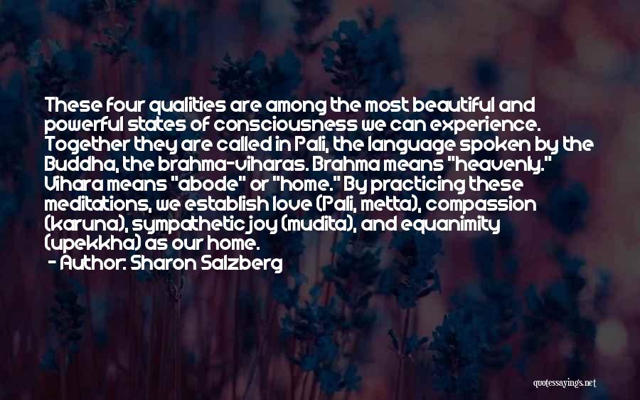 Sharon Salzberg Quotes: These Four Qualities Are Among The Most Beautiful And Powerful States Of Consciousness We Can Experience. Together They Are Called