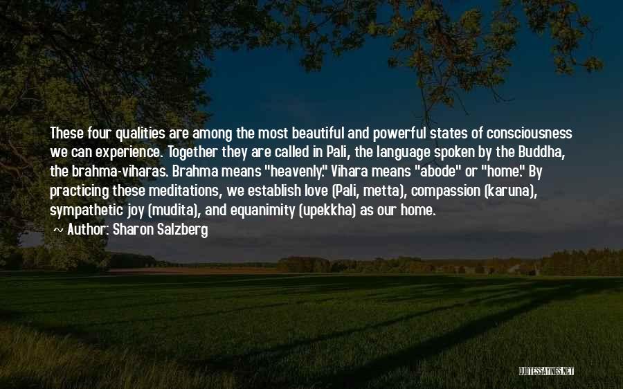 Sharon Salzberg Quotes: These Four Qualities Are Among The Most Beautiful And Powerful States Of Consciousness We Can Experience. Together They Are Called