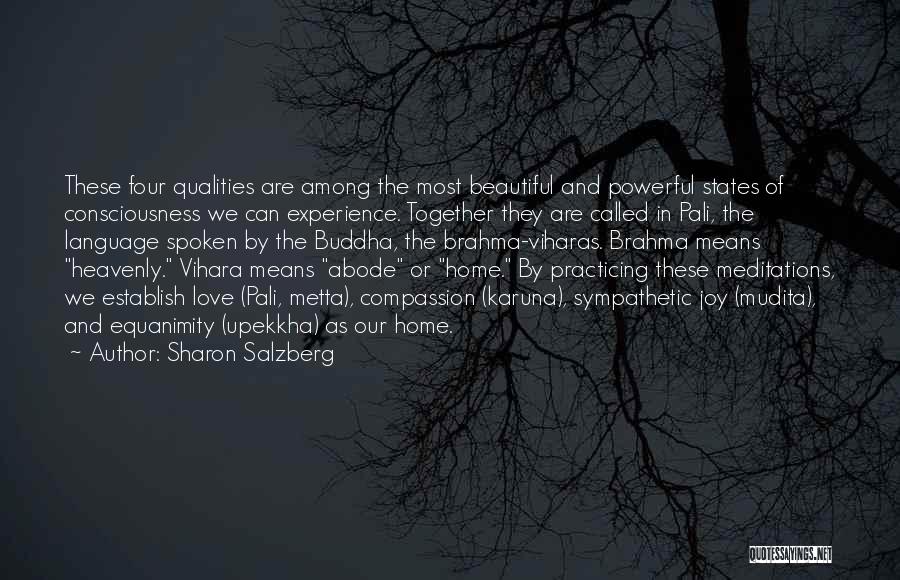 Sharon Salzberg Quotes: These Four Qualities Are Among The Most Beautiful And Powerful States Of Consciousness We Can Experience. Together They Are Called