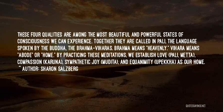 Sharon Salzberg Quotes: These Four Qualities Are Among The Most Beautiful And Powerful States Of Consciousness We Can Experience. Together They Are Called