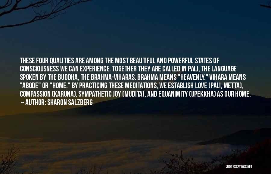 Sharon Salzberg Quotes: These Four Qualities Are Among The Most Beautiful And Powerful States Of Consciousness We Can Experience. Together They Are Called