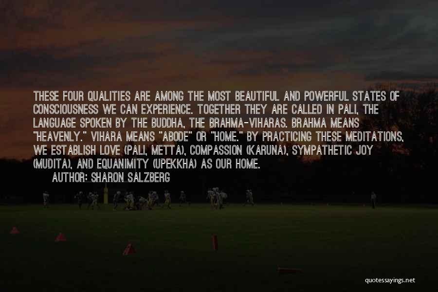 Sharon Salzberg Quotes: These Four Qualities Are Among The Most Beautiful And Powerful States Of Consciousness We Can Experience. Together They Are Called