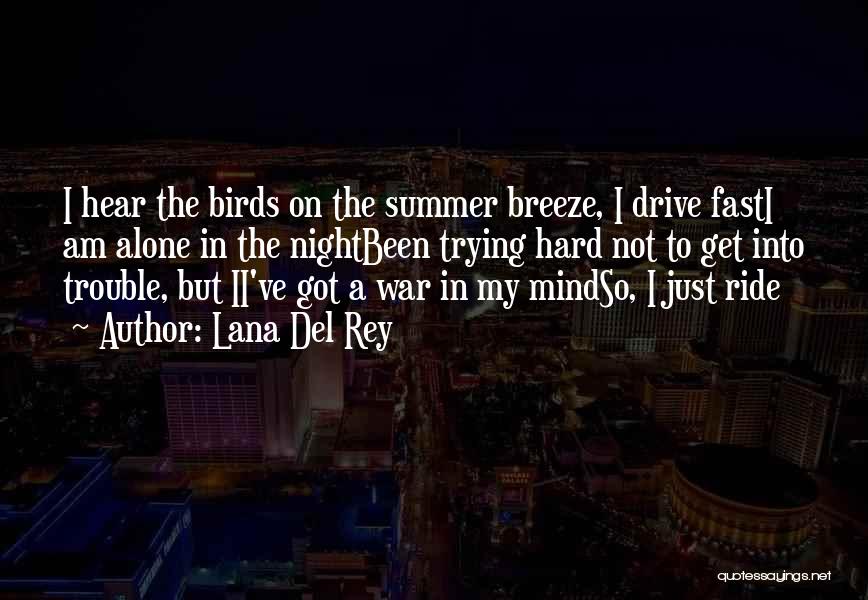 Lana Del Rey Quotes: I Hear The Birds On The Summer Breeze, I Drive Fasti Am Alone In The Nightbeen Trying Hard Not To