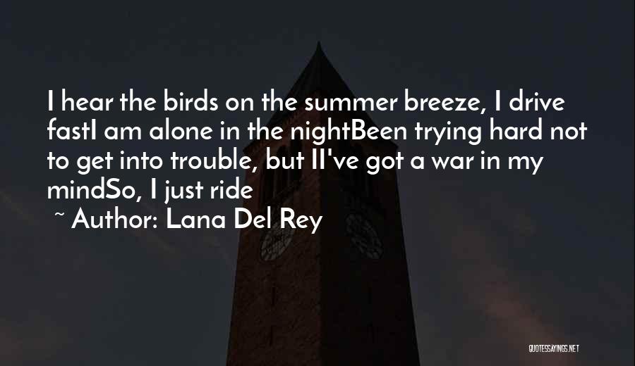 Lana Del Rey Quotes: I Hear The Birds On The Summer Breeze, I Drive Fasti Am Alone In The Nightbeen Trying Hard Not To