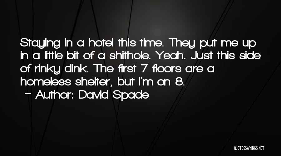 David Spade Quotes: Staying In A Hotel This Time. They Put Me Up In A Little Bit Of A Shithole. Yeah. Just This