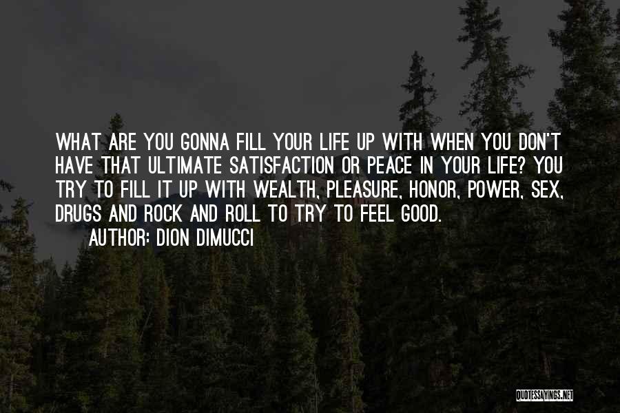 Dion DiMucci Quotes: What Are You Gonna Fill Your Life Up With When You Don't Have That Ultimate Satisfaction Or Peace In Your