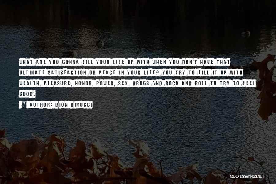 Dion DiMucci Quotes: What Are You Gonna Fill Your Life Up With When You Don't Have That Ultimate Satisfaction Or Peace In Your