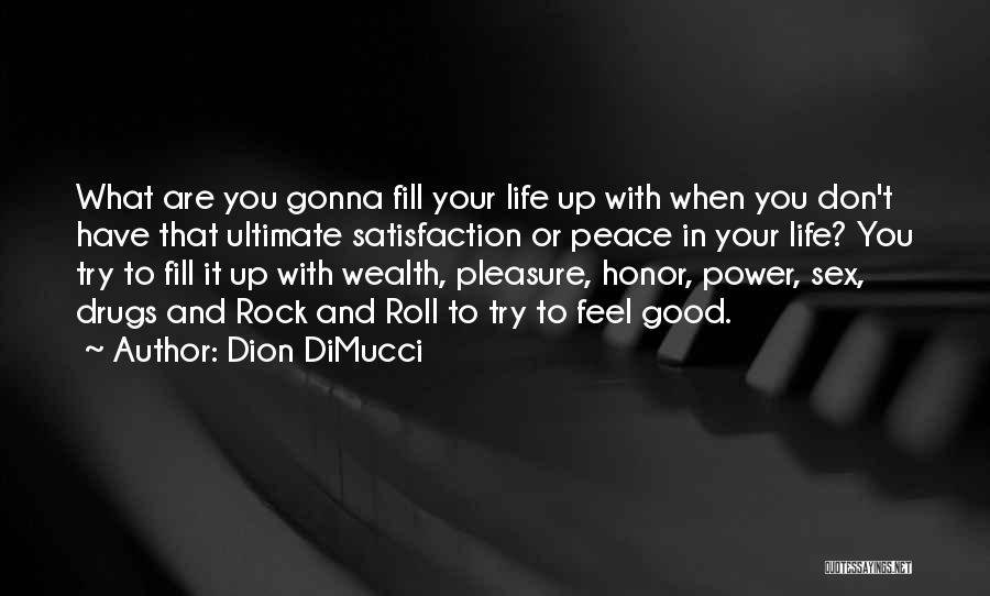 Dion DiMucci Quotes: What Are You Gonna Fill Your Life Up With When You Don't Have That Ultimate Satisfaction Or Peace In Your