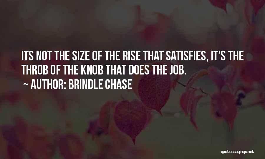 Brindle Chase Quotes: Its Not The Size Of The Rise That Satisfies, It's The Throb Of The Knob That Does The Job.
