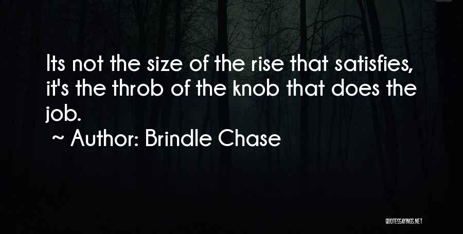 Brindle Chase Quotes: Its Not The Size Of The Rise That Satisfies, It's The Throb Of The Knob That Does The Job.