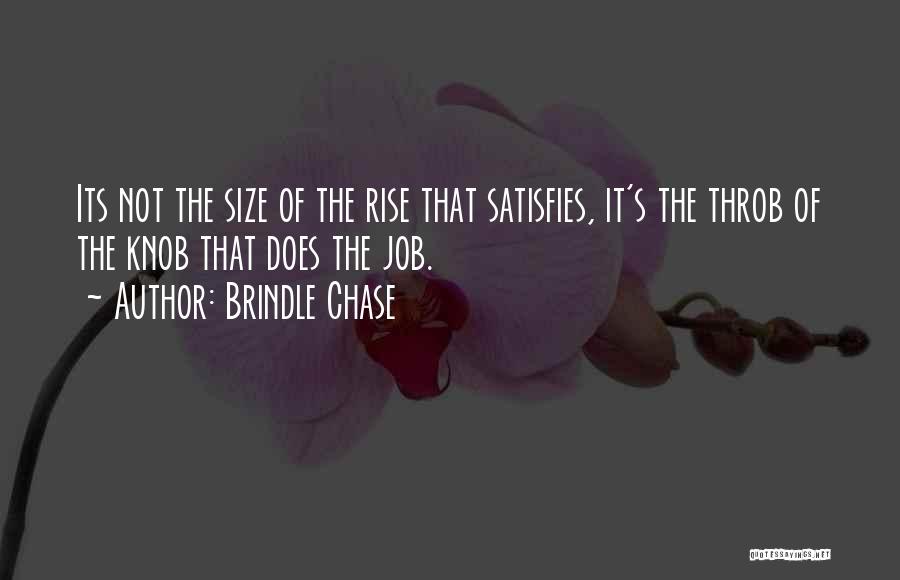 Brindle Chase Quotes: Its Not The Size Of The Rise That Satisfies, It's The Throb Of The Knob That Does The Job.