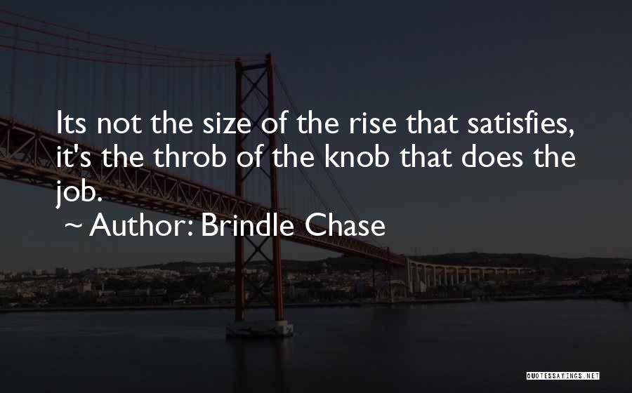 Brindle Chase Quotes: Its Not The Size Of The Rise That Satisfies, It's The Throb Of The Knob That Does The Job.
