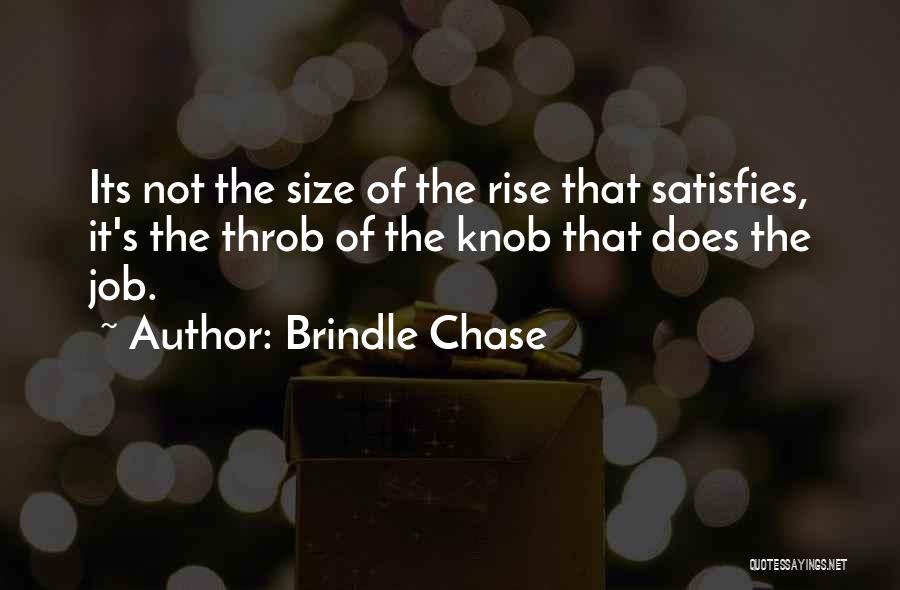 Brindle Chase Quotes: Its Not The Size Of The Rise That Satisfies, It's The Throb Of The Knob That Does The Job.
