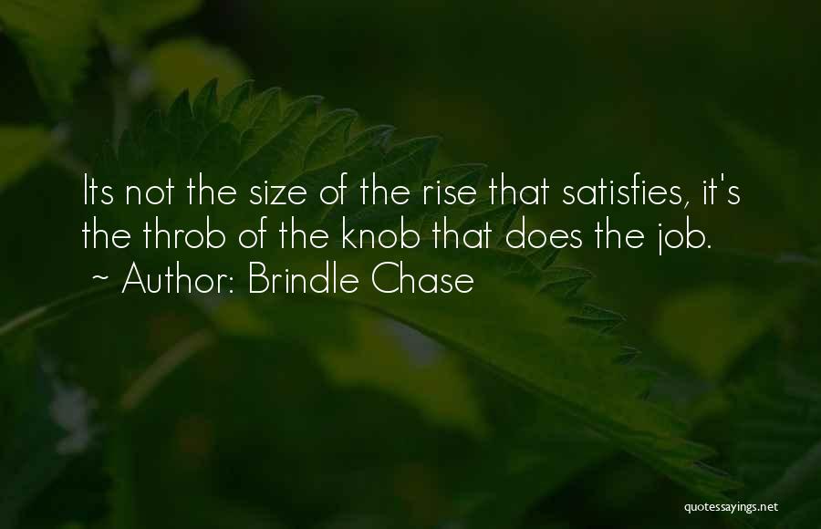 Brindle Chase Quotes: Its Not The Size Of The Rise That Satisfies, It's The Throb Of The Knob That Does The Job.