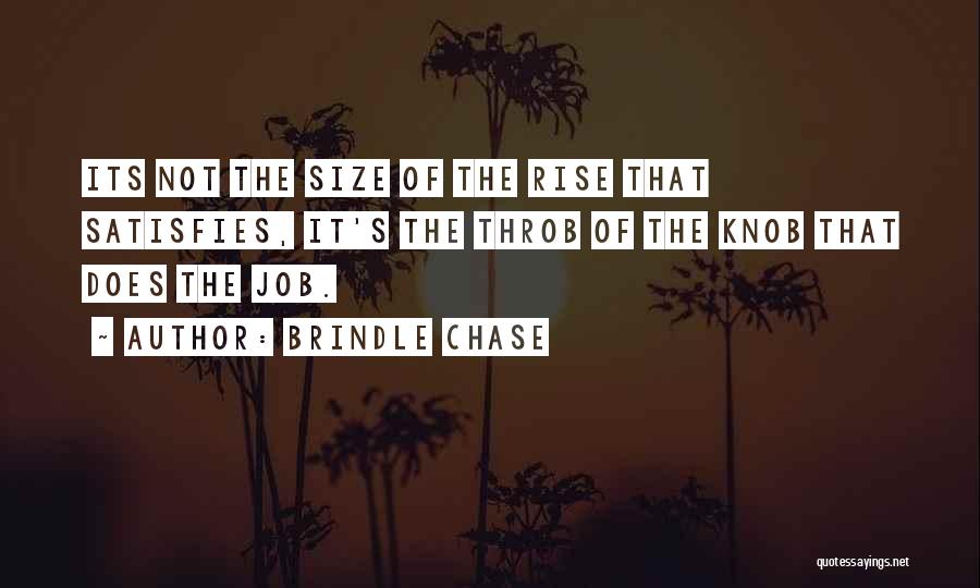 Brindle Chase Quotes: Its Not The Size Of The Rise That Satisfies, It's The Throb Of The Knob That Does The Job.