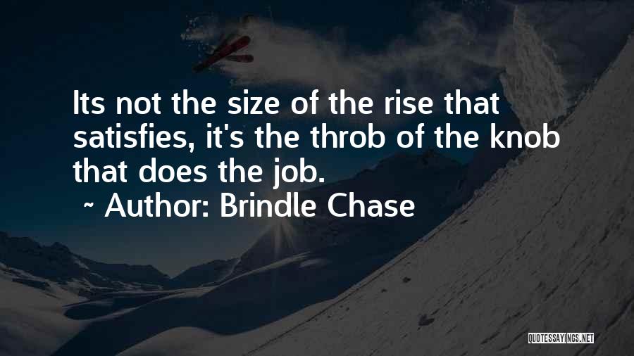 Brindle Chase Quotes: Its Not The Size Of The Rise That Satisfies, It's The Throb Of The Knob That Does The Job.