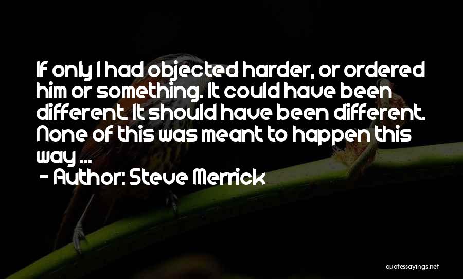 Steve Merrick Quotes: If Only I Had Objected Harder, Or Ordered Him Or Something. It Could Have Been Different. It Should Have Been