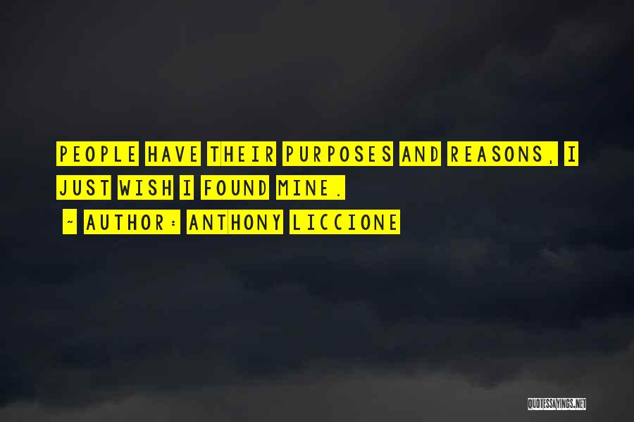 Anthony Liccione Quotes: People Have Their Purposes And Reasons, I Just Wish I Found Mine.