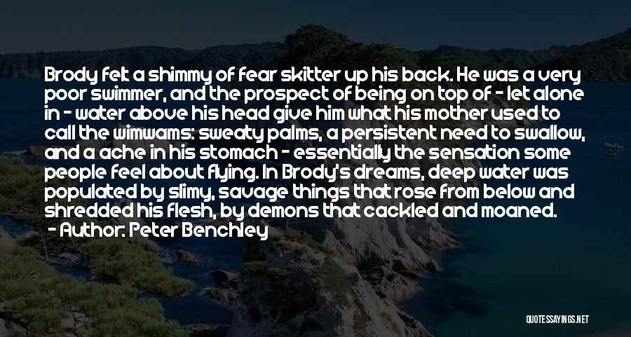 Peter Benchley Quotes: Brody Felt A Shimmy Of Fear Skitter Up His Back. He Was A Very Poor Swimmer, And The Prospect Of