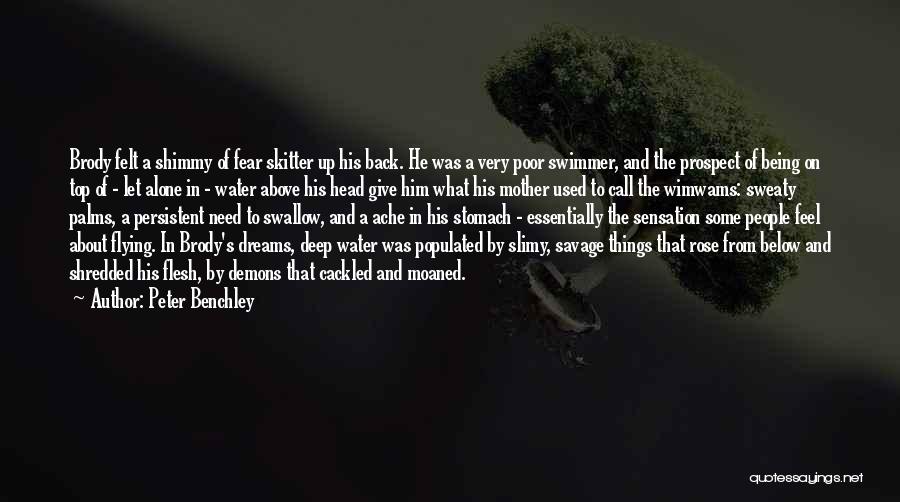 Peter Benchley Quotes: Brody Felt A Shimmy Of Fear Skitter Up His Back. He Was A Very Poor Swimmer, And The Prospect Of